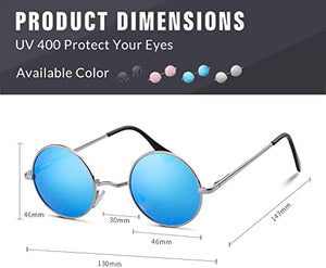 Aizero John Lennon Glasses Round Polarized Sunglasses Hippie Glasses for Women Men pack of 2